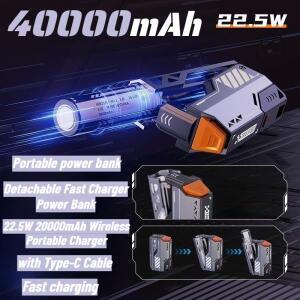22.5W 40000mAh 휴대용 전원 은행 이동식 교체 배터리 팩 IPhone Xiaomi 태블릿 용 고속 충전 외부