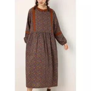 EAMT 원피스 면 빈티지 여자원피스 린넨 봄가을 롱원피스 플라워 루즈핏 YJ3