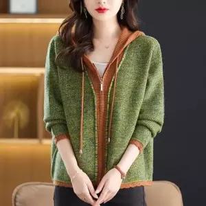 EAMT 여자 니트 춘추 후드집업 카디건 가을옷 쇼트 상의 YJ3