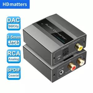 아날로그-디지털 오디오 변환기 PCM L/R 3.5mm Aux 잭 스테레오 오디오-광학 Toslink SPDIF 동축 어댑터