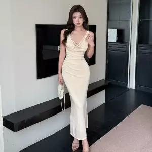 EAMT 여성용 치마 원피스 여름 레이스 터틀넥 머메이드 YJ1