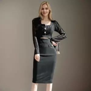 EAMT 여자 원피스 슬림핏 레이스 시스루 YJ1