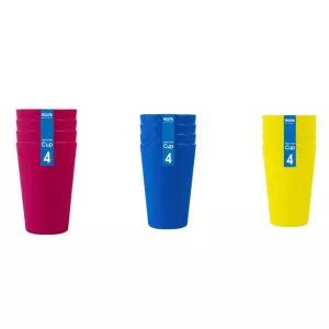 코멕스 플라스틱 파티컵 4P 세트 마젠타 블루 옐로우 코멕스 파티컵