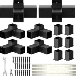 퍼골라 키트 4인치 x 4인치용 브래킷 실제 3.5인치 X 목재 3방향 및 코너 있는 DIY 정원용 가제보 안뜰용
