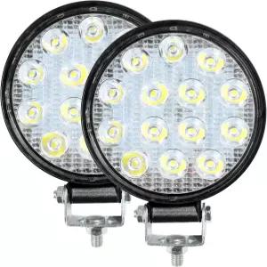 AOCISKA 2PCS 4.5인치 원형 LED 오프로드 조명 42W 라운드 라이트 바 스팟 포그 범퍼 작업 플러드