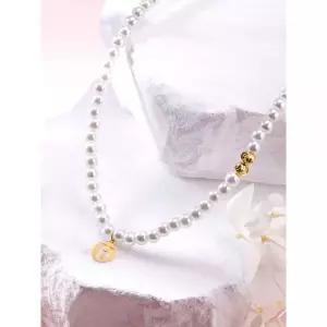 오벨리 14K 코일 진주 코인 목걸이 컷팅 골드볼 이니셜 H 펜던트 금목걸이