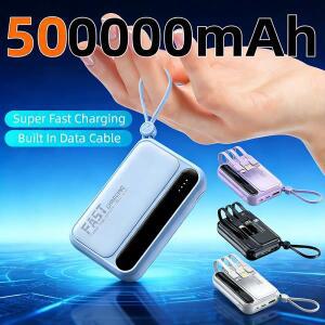 500000mAh 대용량 파워뱅크 4-in-1 케이블 지능형 디지털 디스플레이 라이트 휴대용 샤오미 아이폰 화웨이