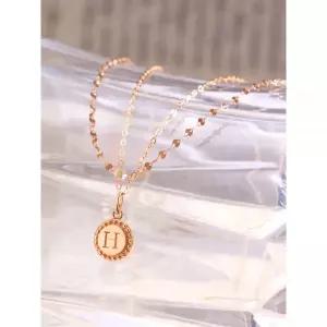 오벨리 14K 리썸 에이치 두줄 목걸이 체인 레이어드 이니셜 H 여자 금목걸이