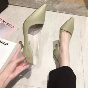 청바지 슬랙스에 잘 어울리는 7CM 얇은굽 하이힐 구두 gkQ7+8XhJ