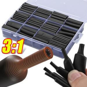 3:1 비율 열 수축 튜브 키트 검정색 접착제 줄 지어 와이어 랩 산업용 커넥터 케이블 슬리브 보호기