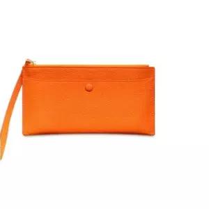 지퍼 카드 장지갑 여성 얇은 가방 지갑 오렌지