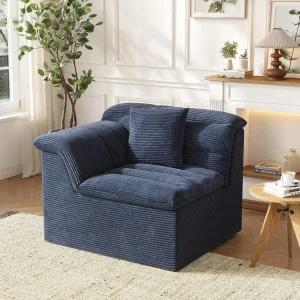 SUNG7 44인치 클라우드 단면 소파 싱글 암 모던 압축 편안한 침목 작은 공간/아파트를 위한 코듀로이 덮개