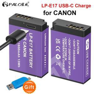 PALO 1800mAh LPE17 LP E17 배터리, Canon EOS RP 200 250D M3 M5 M6 750D 760D T6i T6s 800D 77D 용 USB-C