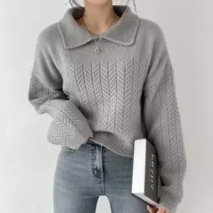 헤링본 패턴 카라 크롭 니트 티셔츠 가을 겨울 긴팔 스웨터 카라넥 데일리 캐주얼 니트티 빗살무늬 케이블