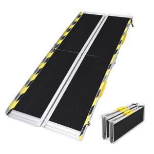 루에다만 6피트 휠체어 경사로 가정용 휴대용 유모차 스쿠터 계단 연석 현관문용 미끄럼 방지 알루미늄 접이식 핸디캡