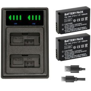 Canon EOS M50, M100,100D Kiss X7 Rebel SL1 카메라용 1250 mAh 디지털 배터리 LP-E12 리튬 이온 + LCD US