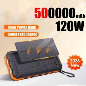 2026 500000mAh 대용량 태양집열판집열판 파워뱅크 휴대용 외장 배터리 야외 캠핑용 아이폰 삼성용 고속 충