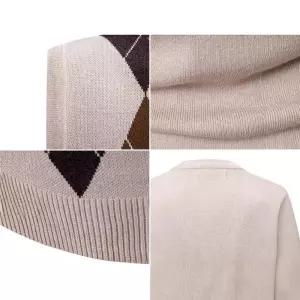 GLINE 남자 브이넥 니트 캐주얼 조끼 패션 자카드 민소매 다이아 JEN1