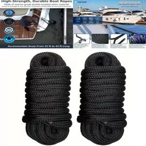 4.6m/15ft 블랙 보트 도크 라인 헤비 듀티 계류 로프 앵커 마린 그레이드 요트 낚시 나일론