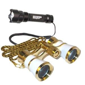 HQRP 25 오페라 안경 진주 포함 체인 목걸이 골드 트림 화이트 쌍안경