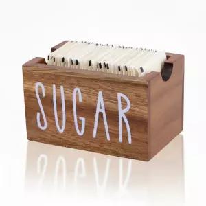 커피 바용 MOJIEZUO 설탕 패킷 홀더 아카시아 우드 캐디 컨테이너 작은 티백 정리 조미료 정리함 사무실