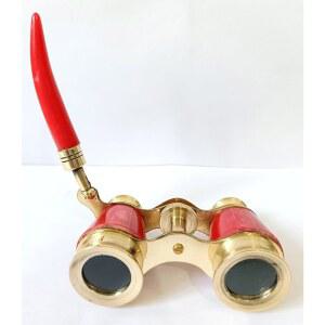 빈티지 스타일 오페라 안경 레드 손잡이가 골드 극장 쌍안경 달린