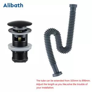 팝업 드레인 블랙 황동 욕실 싱크 사이펀 병 트랩 키트 PTRAP 파이프 폐기물 하드웨어 골드