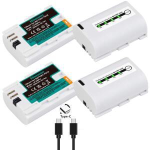 2800mAh LP-E6Pro, 캐논 EOS R R5 R6 60D 70D 80D 90D 5D IV Mark 카메라용 Type-C 입력 LP-E6N 배터리 교