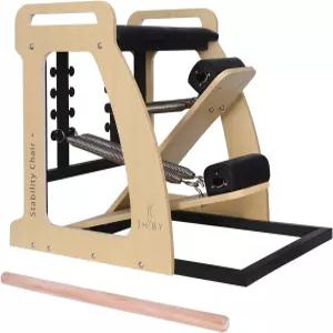 JHBYBMG 필라테스 의자 홈 운동용 튼튼한 금속 프레임 안정성 요가 피트니스 트레이너 리포머 머신 블랙