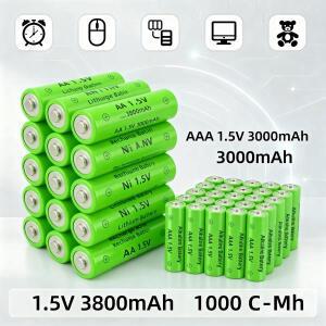 충전식 리튬 이온 배터리, 니켈-수소, 시계, 마우스, 컴퓨터, 장난감, 1.5V, 3000mAh, AA, AAA