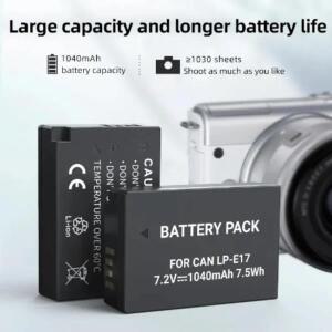 LP-E17 7.2V 1040mAh 충전식 LP E17 캐논 카메라 배터리에 적합 EOS M3 EOSM5 750D 760D 850D R8 R10 R50
