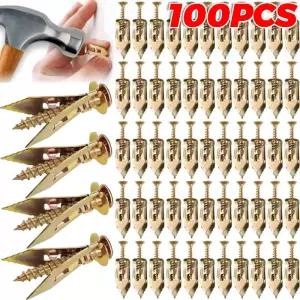 100/10PCS 나사가있는 헤비 듀티 셀프 드릴링 건식 벽 앵커 석고 보드 도웰 금속 확장 용 태핑