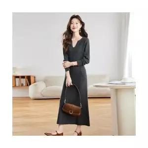 몰도 여자 니트 스커트 봄 가을 프렌치 브이넥 원피스 이너 젠3