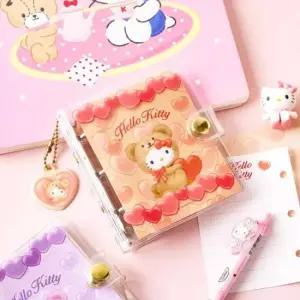 [문구/오피스] 브라운 투명 3공 헬로키티 다이어리-하트베어