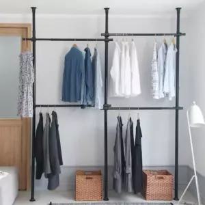 조립식스탠드행거 4단 원룸 자취방 공간 활용 조립식 스탠드 고정 행거