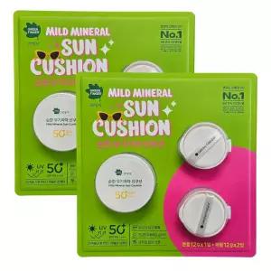 그린핑거 순한 무기자차 선쿠션 본품+리필2 세트 x 2개 어린이 아기 키즈 썬쿠션 코스트코