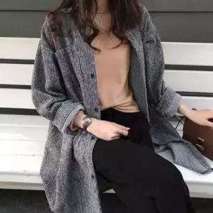 [옷은날개] 여성 골덴 카라 롱자켓 1P 봄 아우터 외투