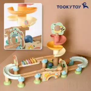 원목 아기 롤러코스터 장난감 구슬굴리기 트랙타워 18개월 두돌 아기 선물 소근육 발달