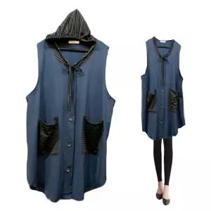 빅사이즈 원피스형 스판 롱조끼aaa822