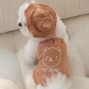 [반려] 곰돌이 옷 모자 세트 PET 강아지 나시 강아지치마
