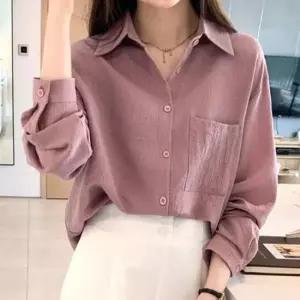 [옷은날개] 얇은 셔츠 루즈핏 블라우스 카라넥 심플 스커트 코디