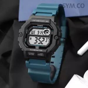 카시오 WS-1400H-3A 스퀘어 전자 오토캘린더 60랩기능 런닝 스포츠 남자 우레탄 시계