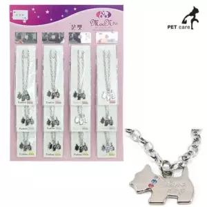 [반려] 1판 12개입 체인목걸이 백금 강아지모양 문펫 펜던트