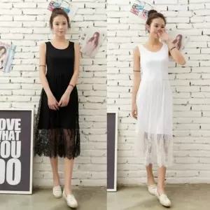 예쁜 레이스 레이어드 민소매 여름 여성 원피스 스원피스 나시 프릴원피스