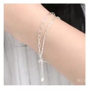 SH190더블클립 92.5 컷팅 모줄 은 실버 체인 데일리 여름 심플 우정 팔찌