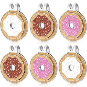 젬스크림 6, 마그네틱 모자 클립으로 골프공 마커 설정 도넛 모양 볼 클립 더블 레이어 재미있는 골프 가방 장식 액세서리 여성 남성 골퍼를 위한 선물, 3가지 색상