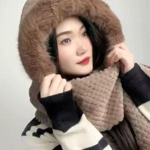 케이쓰리 브라운 후드 머플러 여성용겨울퍼모자 골프퍼넥워머 퍼바라크라바