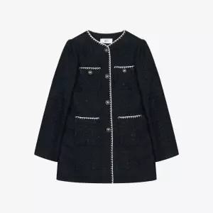 배색 라인 트위드 미디 자켓 BKJAB2103 CA1223878