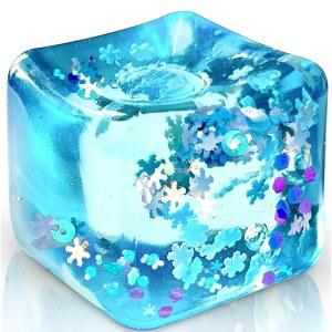 눈송이가 있는 키들 쿨 아이스 큐브 - 느린 상승 스퀴시와 함께하는 멋진 감각 스퀴즈 귀여운 피젯 장난감 2.25인치