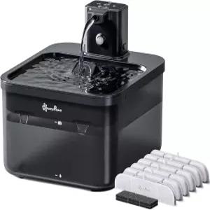 다우니포스 배터리 작동 고양이 급수대 84온스/2.5리터 퍼싱크 무선 급수대모션 센서 포함 BPA 프리 블랙